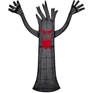 55" LED Black Terrifying Tree Outdoor Halloween Decor Purple Lights