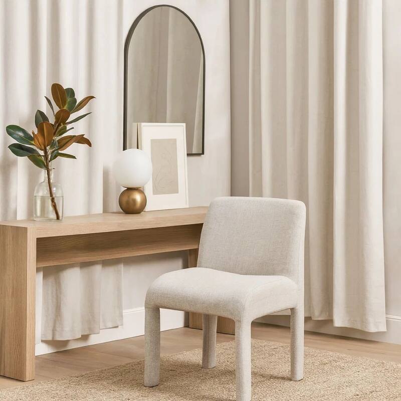 Zame 19 Inch Dining Chair, Fully Upholstered, Set of 2, Soft White Linen Fabric