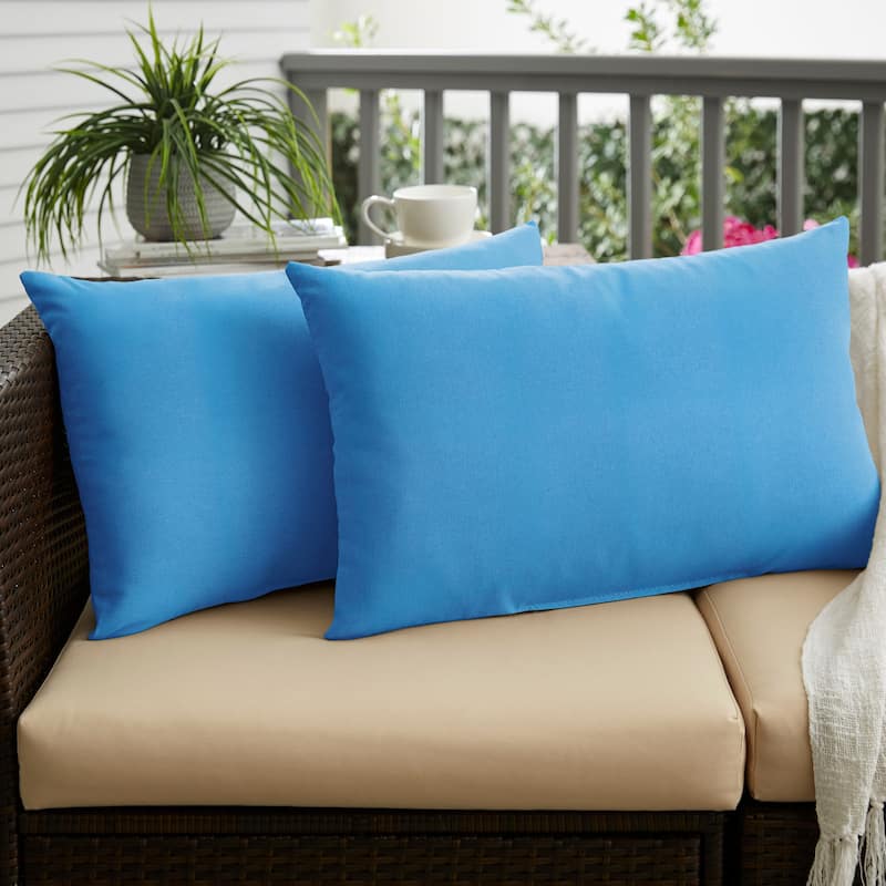 Sunbrella Canvas Capri Blue Indoor/Outdoor Knife Edge Pillow (Set of 2) - 16 in L x 26 in W
