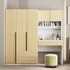 preview thumbnail 1 of 10, 3-Door Wooden Storage Desk Wardrobe for Bedroom with Shelves and 3 Drawers Natural