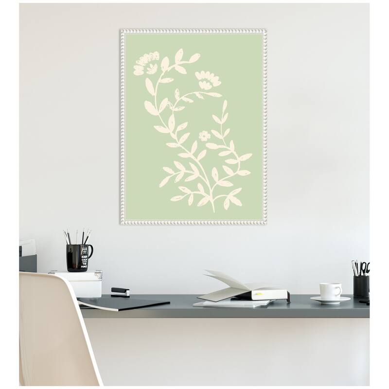 Kate and Laurel Country Chintz Botanical Pale Green by Vicky Yorke Framed Canvas Wall Art Print