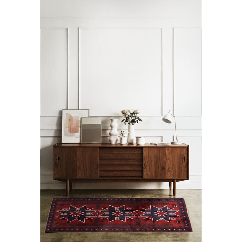 ECARPETGALLERY Hand-knotted Teimani Red Wool Rug - 3'7 x 6'4