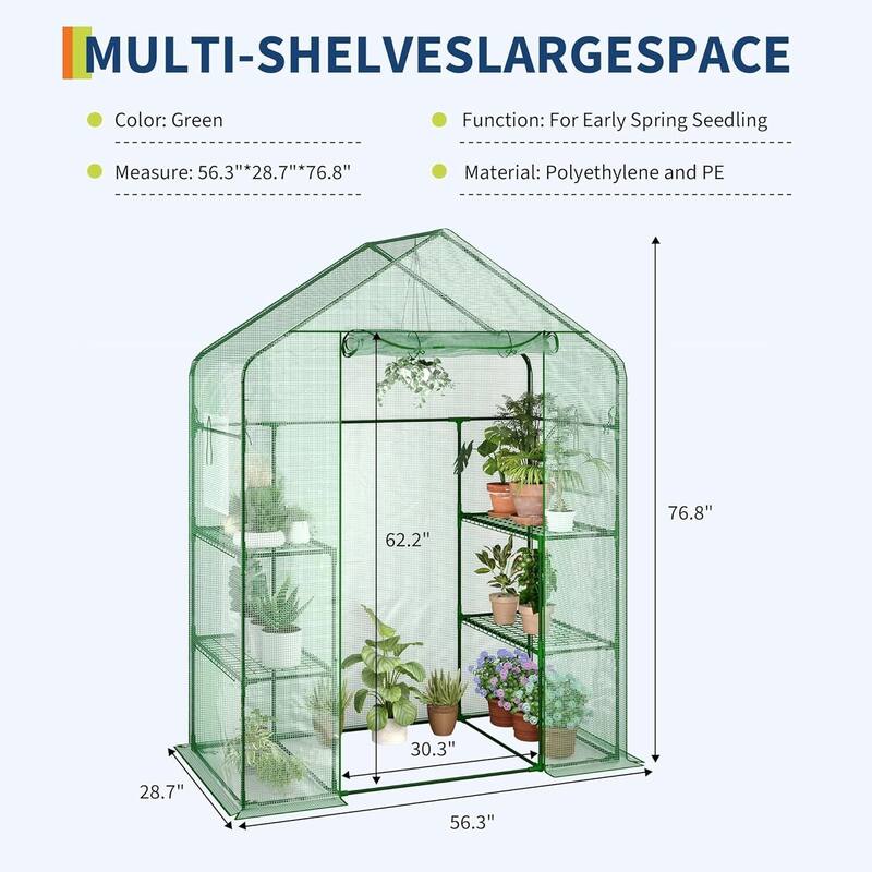 29" D Greenhouses for Outdoors with 2 Mesh Windows & 1 Roll-Up Zipper Door