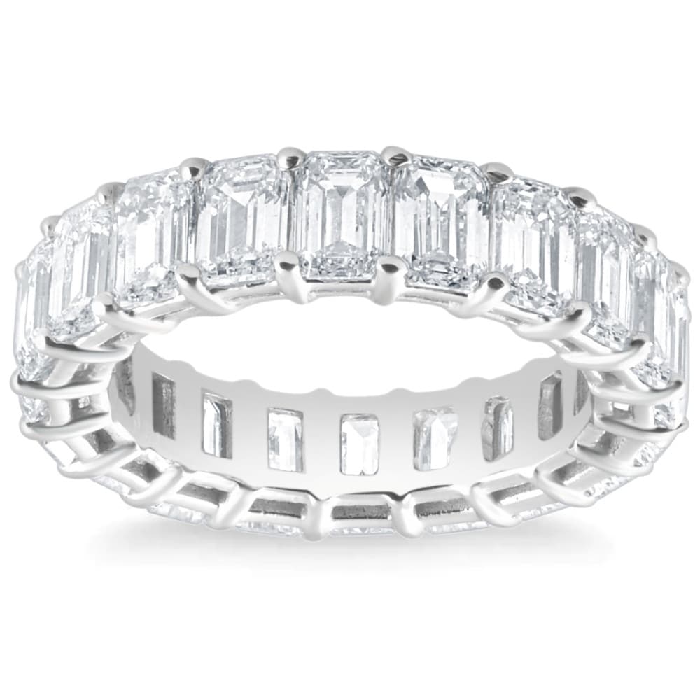 Bliss Diamond 6Ct Emerald Cut Diamond Eternity Ring Lab Grown White or Yellow Gold