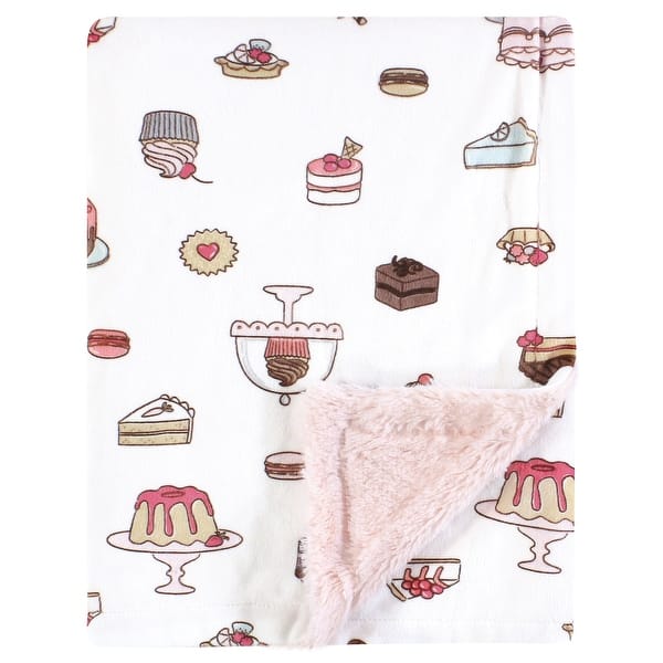 slide 1 of 1, Hudson Baby Infant Girl Plush Blanket with Furry Binding and Back, Sweet Bakery, One Size - Sweet Bakery - One Size One Size - Sweet Bakery