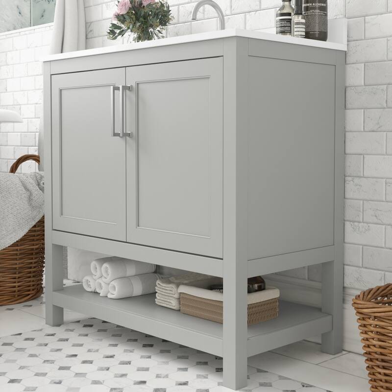 Bathroom Vanity with Undermount Sink and Open Storage Shelf