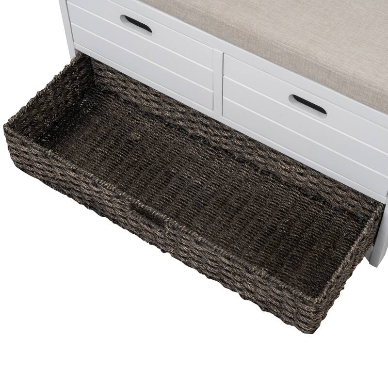 Storage Bench with Removable Basket and Drawers