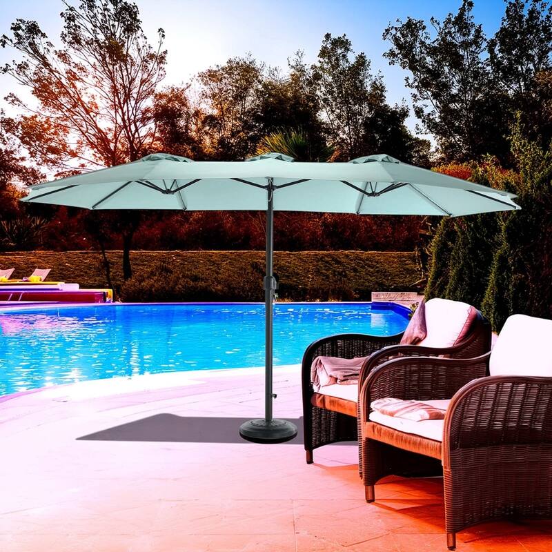 14.8ft Large Rectangular Double-Sided Patio Umbrella with Crank