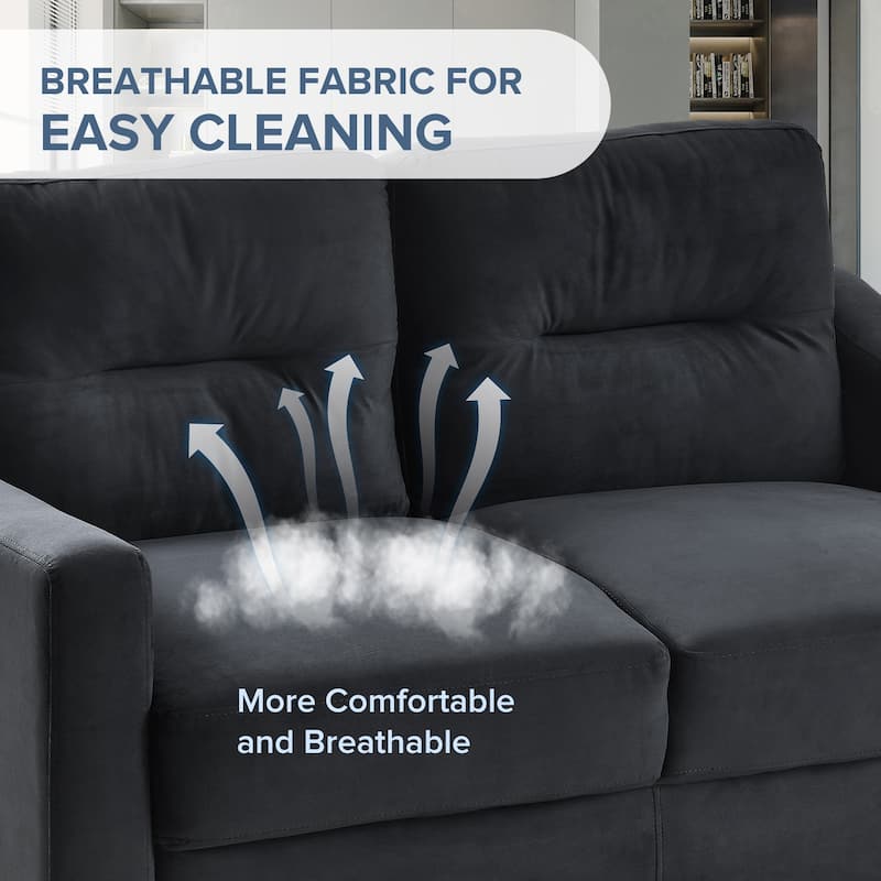 54.3" Velvet 2-Seater Sectional, Detachable Cushions