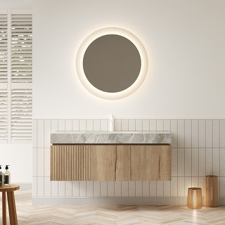 GDFStudio - Muri Modern 48" Floating Bathroom Vanity with Basin, Sintered Stone Countertop, Drawer & Double Doors, NO Faucet