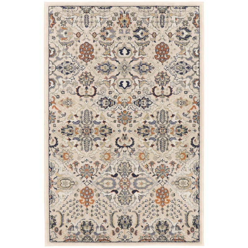 Nourison Allur Contemporary Boho Floral Medallion Area Rug - 4' x 6' - Beige