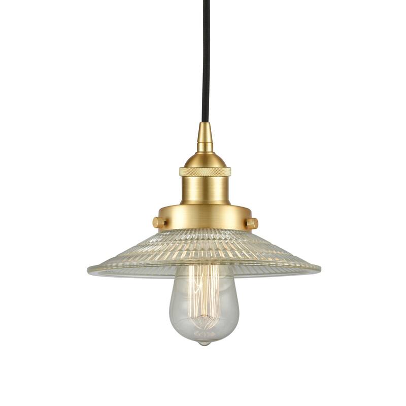 Innovations Lighting 616-1PH-6-9 Halophane Pendant Halophane 9" Wide - Satin Gold / Clear Halophane
