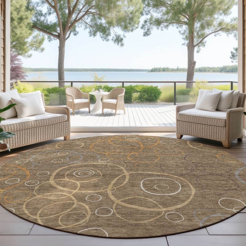 Machine Washable Indoor/ Outdoor Contemporary Nexus Chantille Rug - Brown - 8' x 8'
