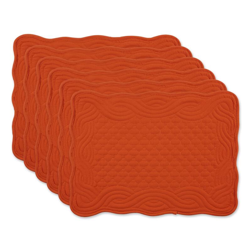 Textured Quatrefoil Quilted Fall Harvest Placemats - 18" - Orange- Set of 6