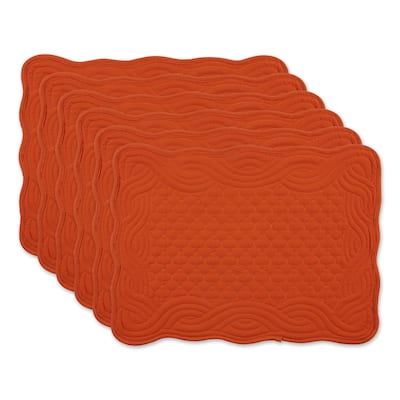 Textured Quatrefoil Quilted Fall Harvest Placemats - 18" - Orange- Set of 6