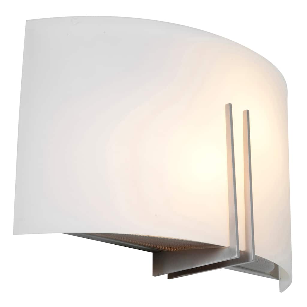Access Lighting Prong - 1 Light Wall Sconce - Brushed Steel Finish - White Glass - Dedicated LED