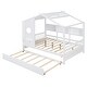 preview thumbnail 11 of 34, Playhouse Design Full Size House Wooden Bed with Trundle, Modern Design for Kids with Storage Shlef-White
