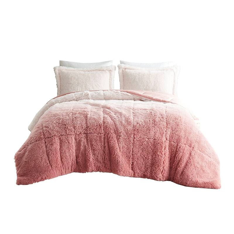 Twin Twin XL Ombre Shaggy Long Fur Comforter Mini Set
