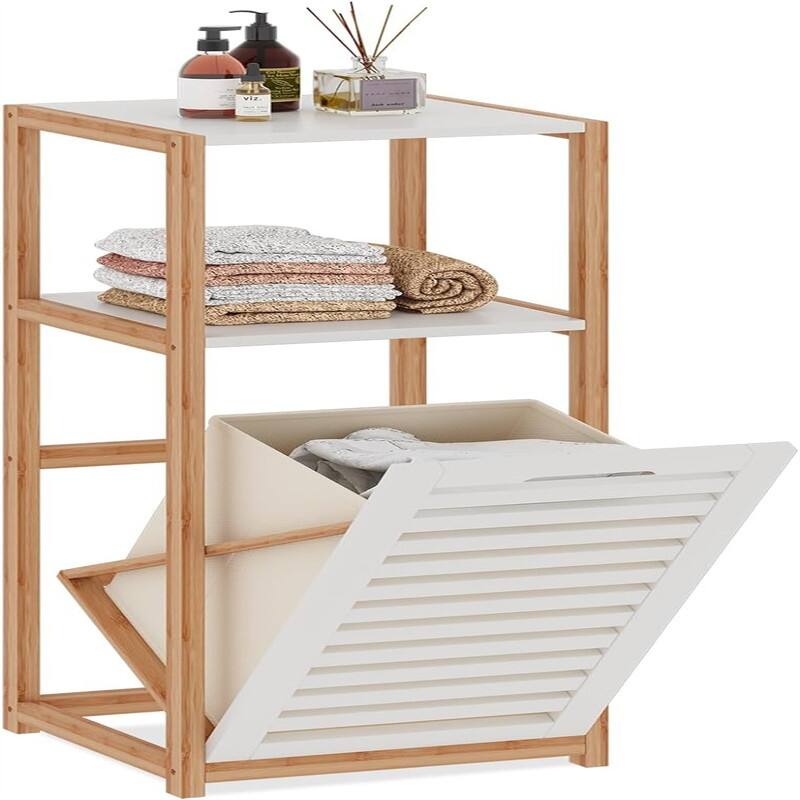 Tilt Out Laundry Hamper Freestanding Clothes Basket Shelf - 41.54"L x 15.16"W x 4.72"H