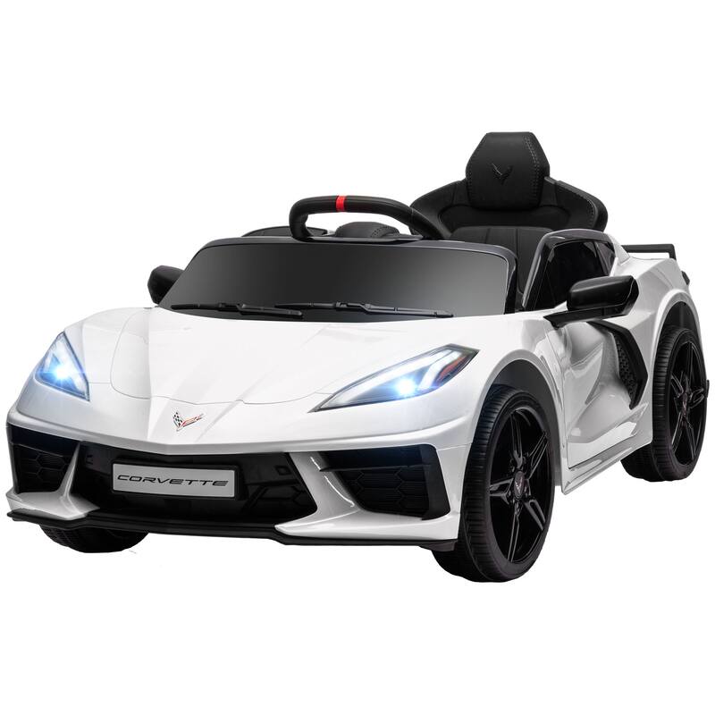 12V Kids Ride-On Chevrolet Corvette Licensed Car with Suspension, USB Music Port, and Dual Driving Modes for 3-6 Years