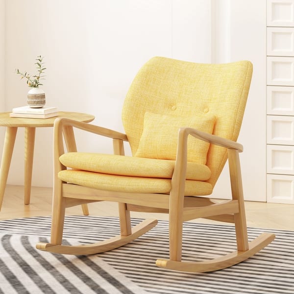 slide 2 of 20, Benny Tufted Fabric Rocking Chair by Christopher Knight Home Yellow