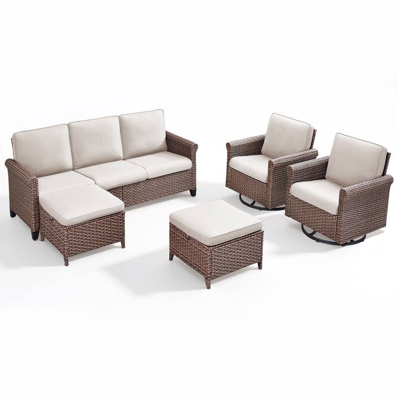 Pocassy Outdoor Sofa with Swivel Chairs Funiture Set