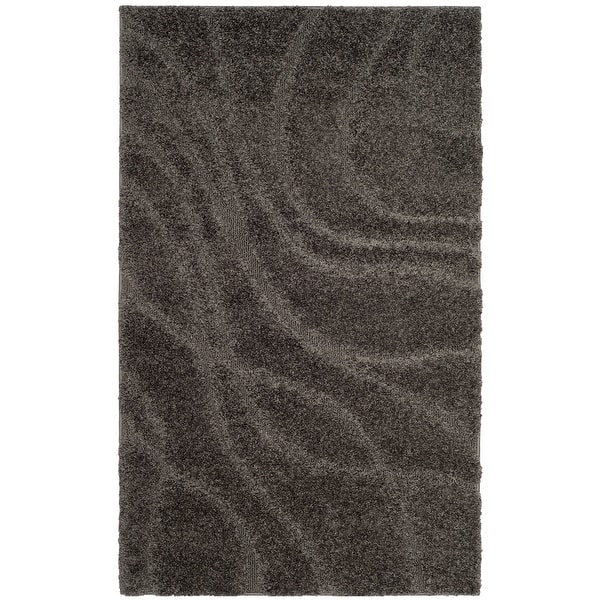 slide 2 of 7, SAFAVIEH Florida Shag Sigtraud Abstract Waves 1.2-inch Thick Rug 2'3" x 4' - Grey - Rectangle
