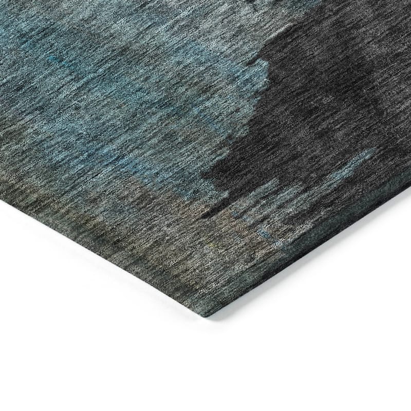 Machine Washable Indoor/ Outdoor Abstract Contemporary Chantille Rug