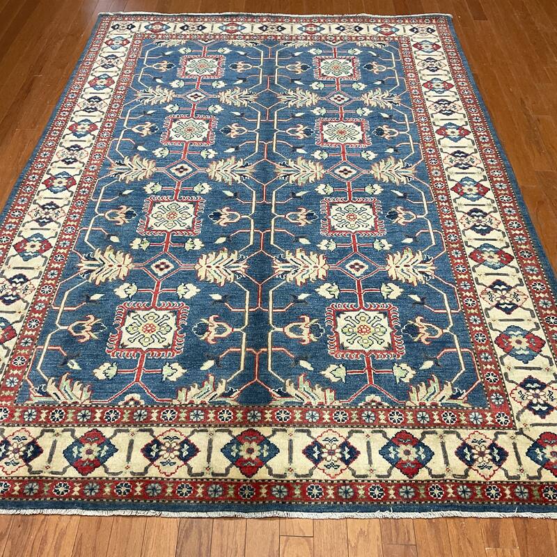 HERAT ORIENTAL Handmade Kazak Vegetable Dye Wool Rug - 5'11" x 8'