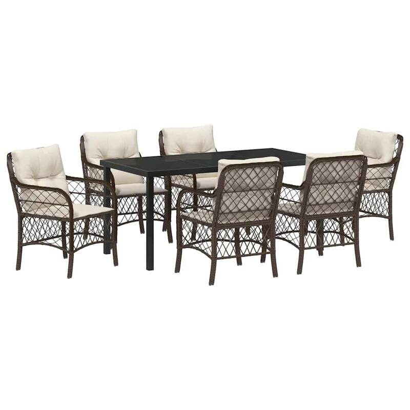 vidaXL Garden Dining Set with Cushion Poly Rattan