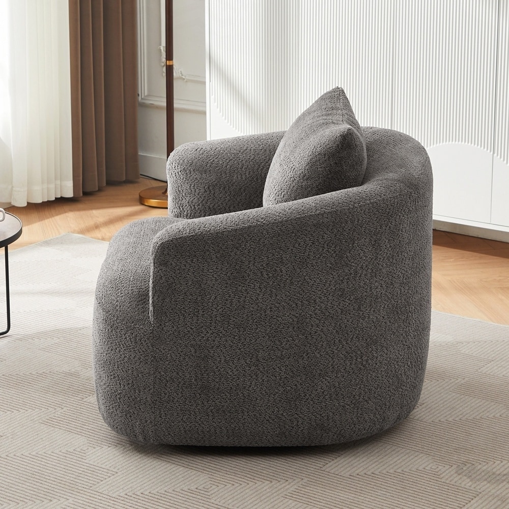 Swivel Chair with a Throw Pillow for Living Room
