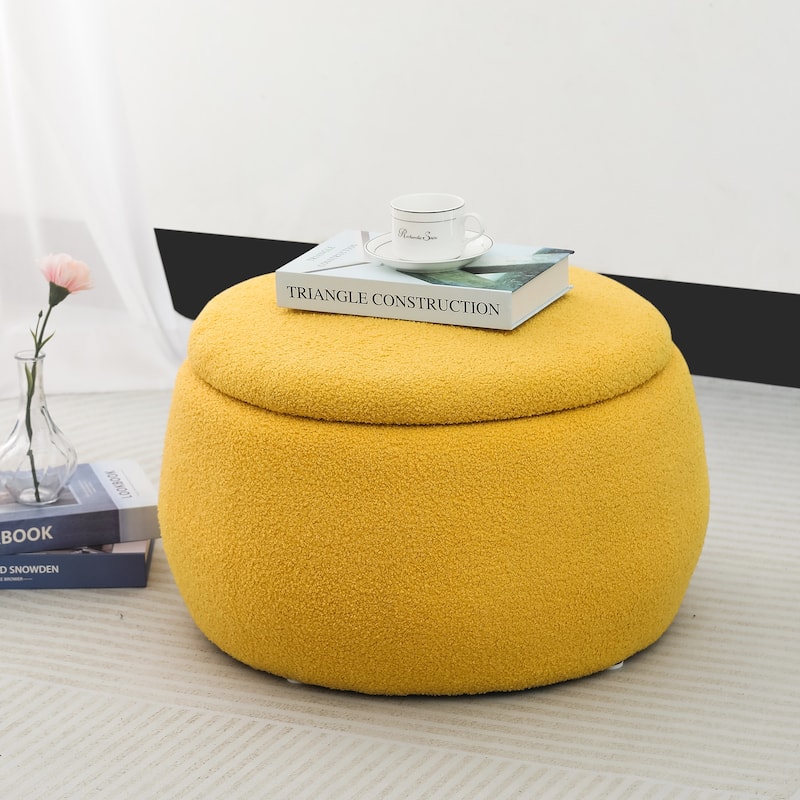Adeco Storage Ottoman 23" Velvet Coffee Table for Living Room Bedroom