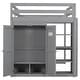 preview thumbnail 9 of 10, Wood Full Size Loft Bed with Built-in Wardrobe, Storage Shelves, and LED Light