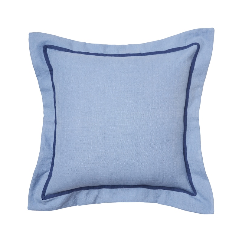 18" x 18" Cotton Flange Decorative Throw Pillow With Insert - Blue