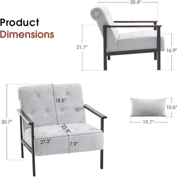 dimension image slide 3 of 5, MCombo set of 2 Modern Accent, Ergonomics Lounge Chair for Living Room, Chenille, HQ417