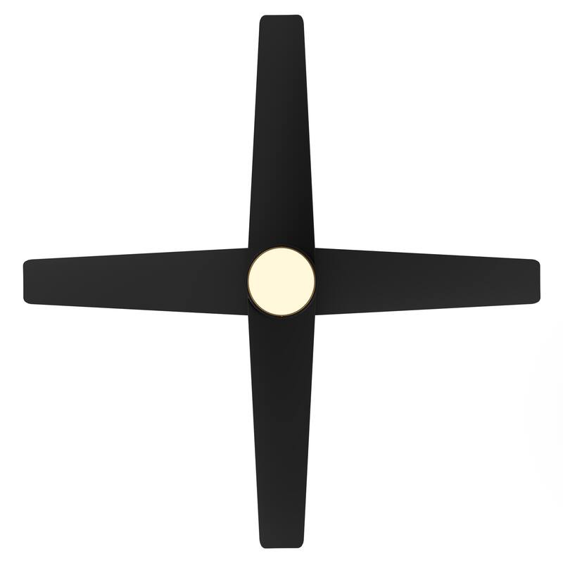 60-in Modern Black ABS 4-blade Brass Ceiling Fan with Light and Remote
