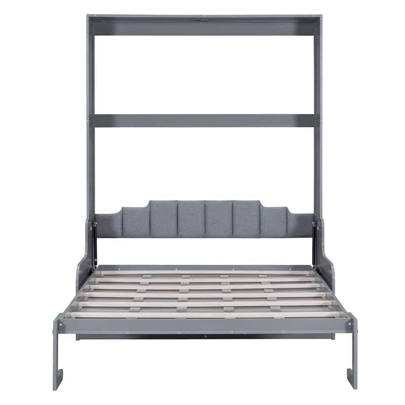 Queen Size Murphy Bed Wall Bed with Cushion - Grey