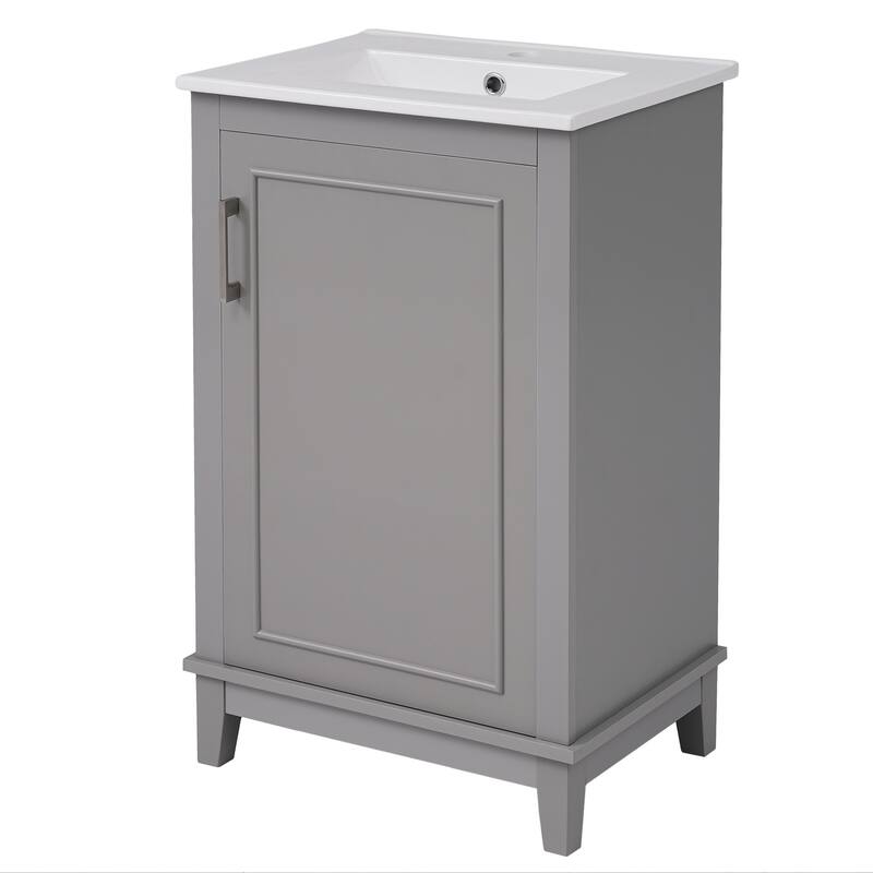 20 Inch Modern Bathroom Vanity with Ceramic Sink Small Space Cabinet