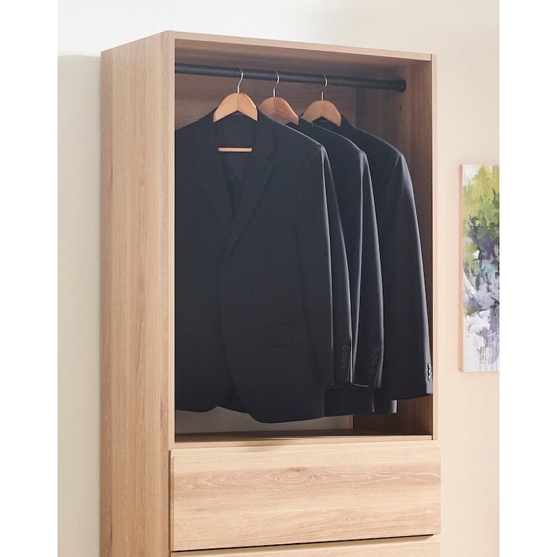 Prosper 32" Oak Wood Walk-in Closet with Four Drawers