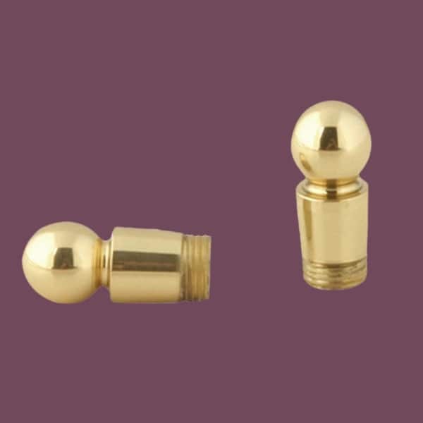 slide 2 of 2, Bright Brass Carpet Rod Finials - Ball Style - Pair - Renovators Supply