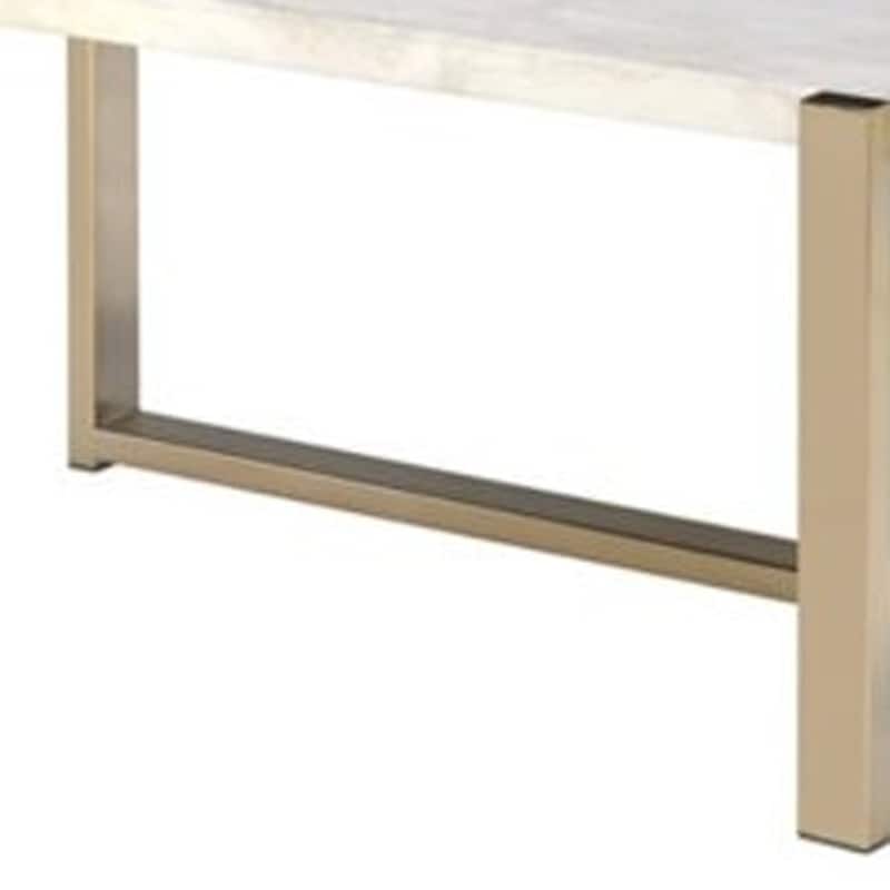 43 Inch White and Gold Faux Marble Coffee Table with Iron Frame - 43” x 26” x 18”