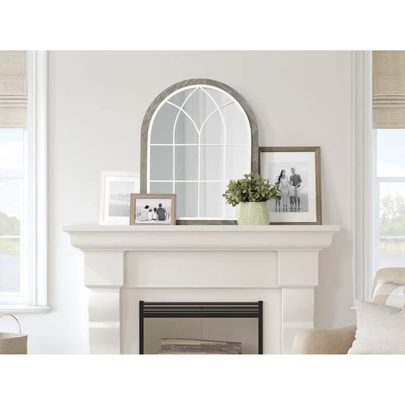 Kate and Laurel Nola Framed Windowpane Arch Mirror