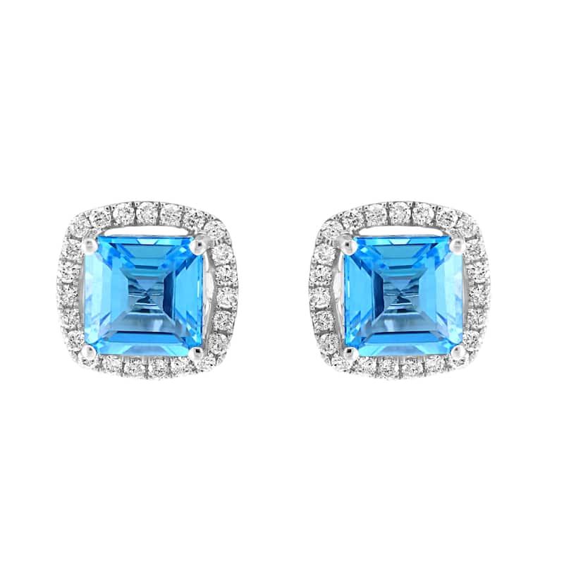 EFFY 14K White Gold Diamond Aquamarine Drop Earrings