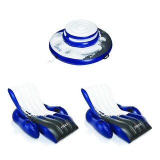 Pool Inflatable Floating Cooler Bundled w/ Inflatable Floating Tube (2 ...