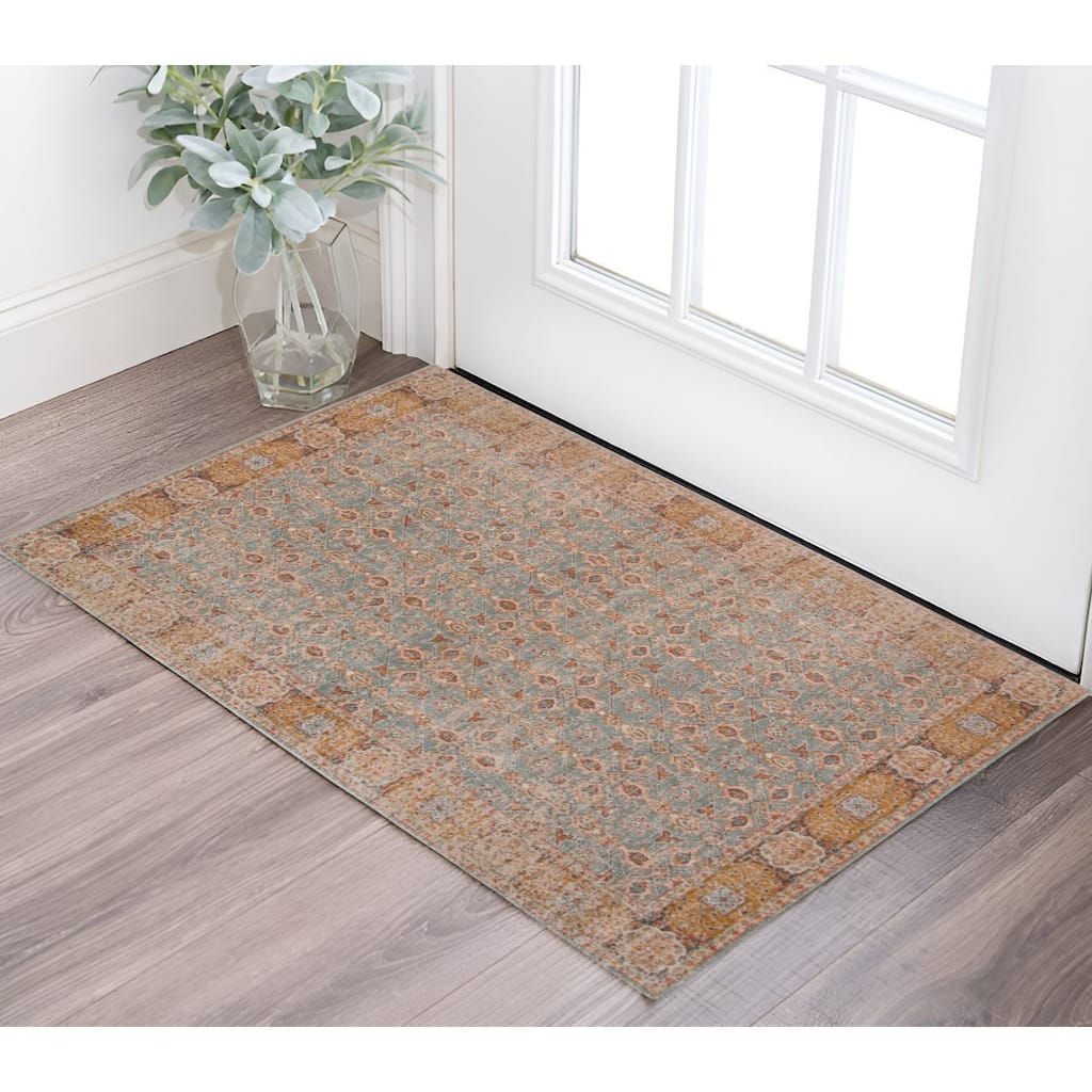 HomeRoots Floral Transitional Rectangle Area Rug - 36.00 in. x 26.00 in. x 0.15 in.