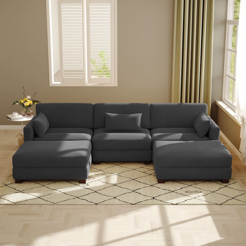 Modern U-shaped Modular Corduroy Sectional Sofa