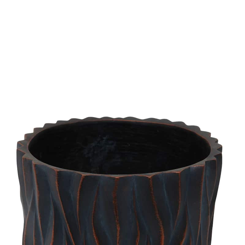 Large Round Planters Set of 2 (15.75"x14.96" & 12.2" x13.39") - Lightweight Plant Pot-Concrete Planter Pots with Drainage Hole