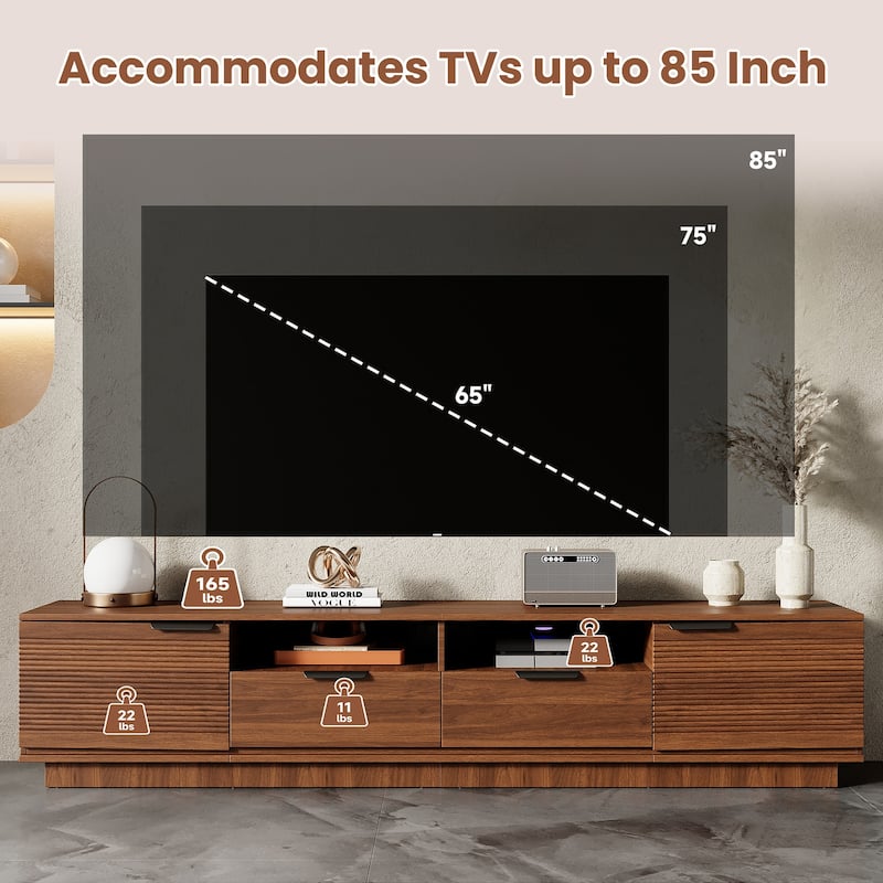 78 in with Soft-Closing Hinges TV Stand for TVs up to 85 in - n/a