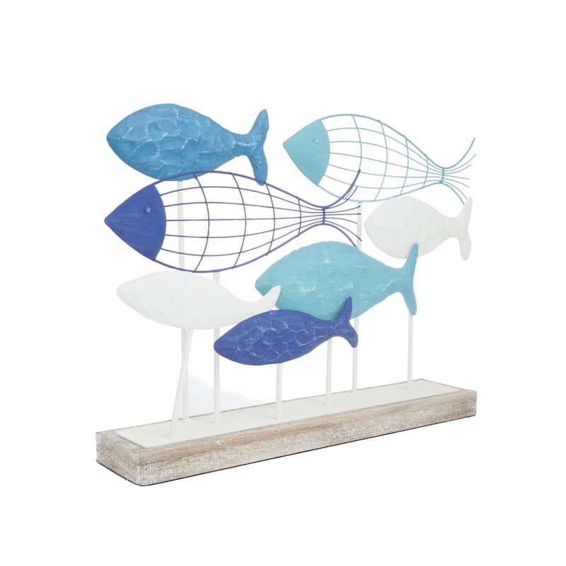Metal Fish Decorative Sculpture - Blue - Roche River Decor