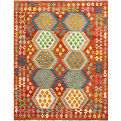 Flatweave Omar Red/Ivory Rug - 5'8" x 7'11"